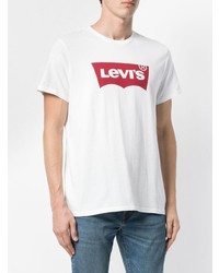 T-shirt à col rond imprimé blanc et rouge Levi's