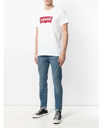 T-shirt à col rond imprimé blanc et rouge Levi's