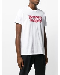 T-shirt à col rond imprimé blanc et rouge Levi's