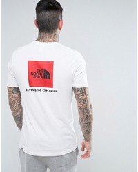 T-shirt à col rond imprimé blanc et rouge The North Face