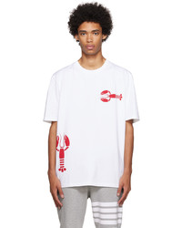 T-shirt à col rond imprimé blanc et rouge Thom Browne