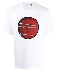 T-shirt à col rond imprimé blanc et rouge UNDERCOVE