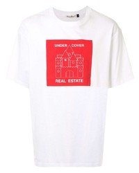 T-shirt à col rond imprimé blanc et rouge Undercover