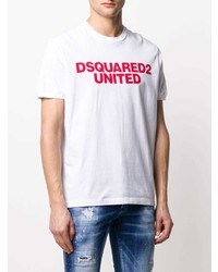 T-shirt à col rond imprimé blanc et rouge DSQUARED2