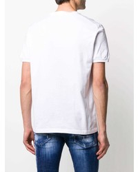 T-shirt à col rond imprimé blanc et rouge DSQUARED2