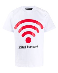 T-shirt à col rond imprimé blanc et rouge United Standard