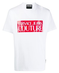 T-shirt à col rond imprimé blanc et rouge VERSACE JEANS COUTURE