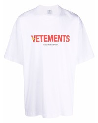 T-shirt à col rond imprimé blanc et rouge Vetements