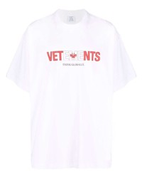 T-shirt à col rond imprimé blanc et rouge Vetements