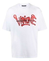 T-shirt à col rond imprimé blanc et rouge Vision Of Super