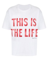 T-shirt à col rond imprimé blanc et rouge VISVIM