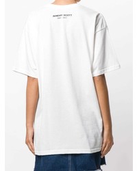 T-shirt à col rond imprimé blanc et rouge Jeremy Scott