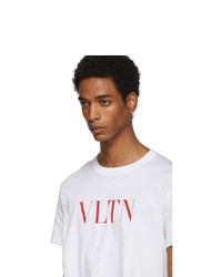 T-shirt à col rond imprimé blanc et rouge Valentino