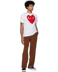 T-shirt à col rond imprimé blanc et rouge Comme Des Garcons Play