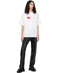 T-shirt à col rond imprimé blanc et rouge 424