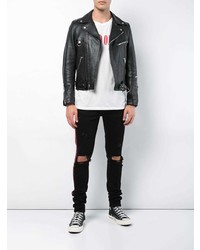 T-shirt à col rond imprimé blanc et rouge Amiri