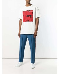 T-shirt à col rond imprimé blanc et rouge Calvin Klein 205W39nyc