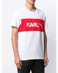 T-shirt à col rond imprimé blanc et rouge Karl Lagerfeld