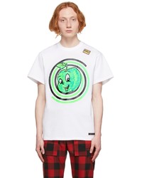 T-shirt à col rond imprimé blanc et vert 99% Is