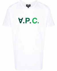 T-shirt à col rond imprimé blanc et vert A.P.C.