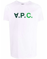 T-shirt à col rond imprimé blanc et vert A.P.C.