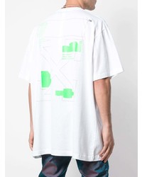 T-shirt à col rond imprimé blanc et vert Off-White