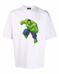 T-shirt à col rond imprimé blanc et vert Balenciaga