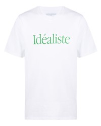 T-shirt à col rond imprimé blanc et vert Casablanca