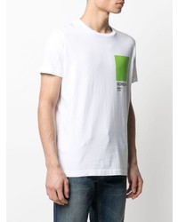 T-shirt à col rond imprimé blanc et vert Dondup