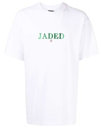 T-shirt à col rond imprimé blanc et vert Clot