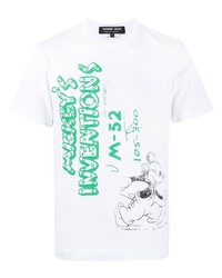 T-shirt à col rond imprimé blanc et vert Comme des Garcons Homme Deux