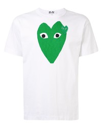 T-shirt à col rond imprimé blanc et vert Comme Des Garcons Play