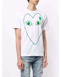 T-shirt à col rond imprimé blanc et vert Comme Des Garcons Play