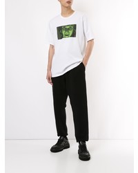 T-shirt à col rond imprimé blanc et vert Undercover