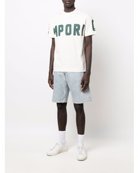 T-shirt à col rond imprimé blanc et vert Ea7 Emporio Armani