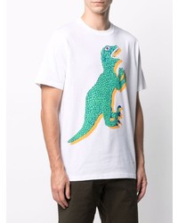 T-shirt à col rond imprimé blanc et vert Paul Smith