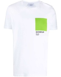 T-shirt à col rond imprimé blanc et vert Dondup