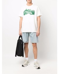 T-shirt à col rond imprimé blanc et vert adidas