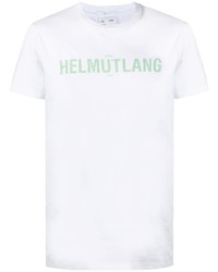 T-shirt à col rond imprimé blanc et vert Helmut Lang