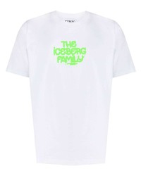 T-shirt à col rond imprimé blanc et vert Iceberg