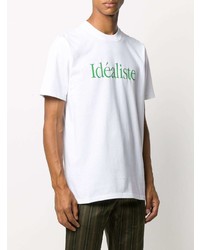 T-shirt à col rond imprimé blanc et vert Casablanca