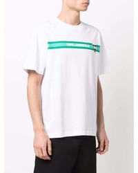 T-shirt à col rond imprimé blanc et vert Karl Lagerfeld