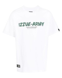 T-shirt à col rond imprimé blanc et vert Izzue