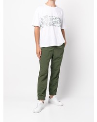 T-shirt à col rond imprimé blanc et vert VISVIM