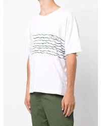 T-shirt à col rond imprimé blanc et vert VISVIM