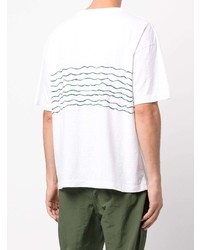 T-shirt à col rond imprimé blanc et vert VISVIM