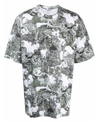 T-shirt à col rond imprimé blanc et vert Kenzo