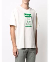 T-shirt à col rond imprimé blanc et vert adidas