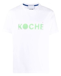 T-shirt à col rond imprimé blanc et vert Koché