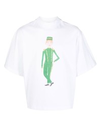 T-shirt à col rond imprimé blanc et vert Late Checkout